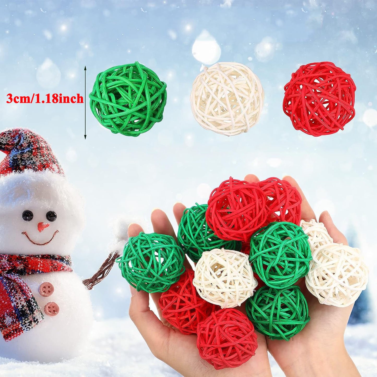 30 Decorative Rattan Balls - Holiday Vase Filler - 1.2 Inch