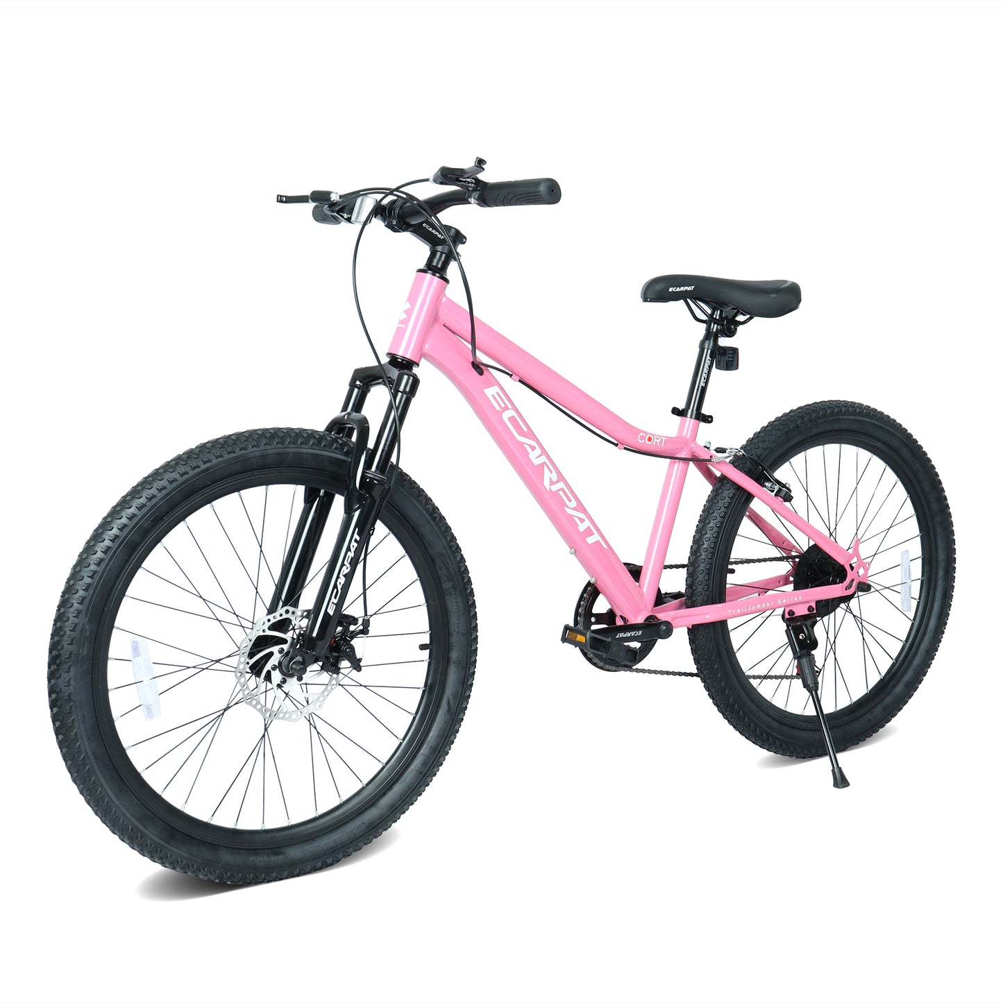 24-Inch Youth Mountain Bike with 7 Speeds & Front Suspension - Pink