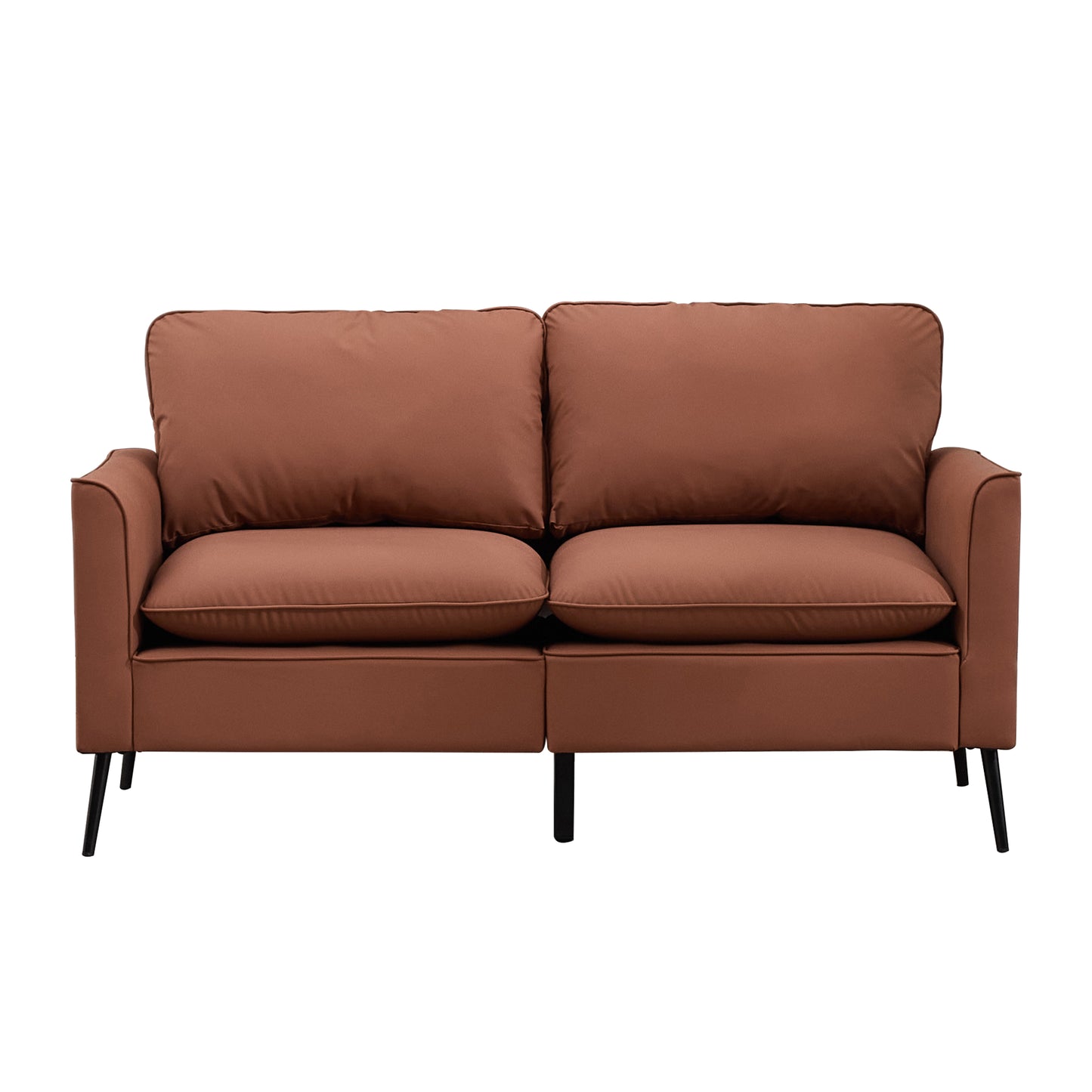 Brown Faux Leather Cat Paw Sofa Loveseat - Nordic Retro Style