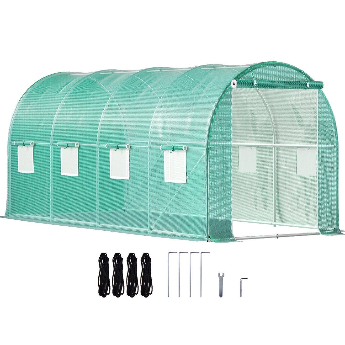Walk-in Tunnel Greenhouse 15x7x7 ft Portable Garden Hot House with Steel Hoops