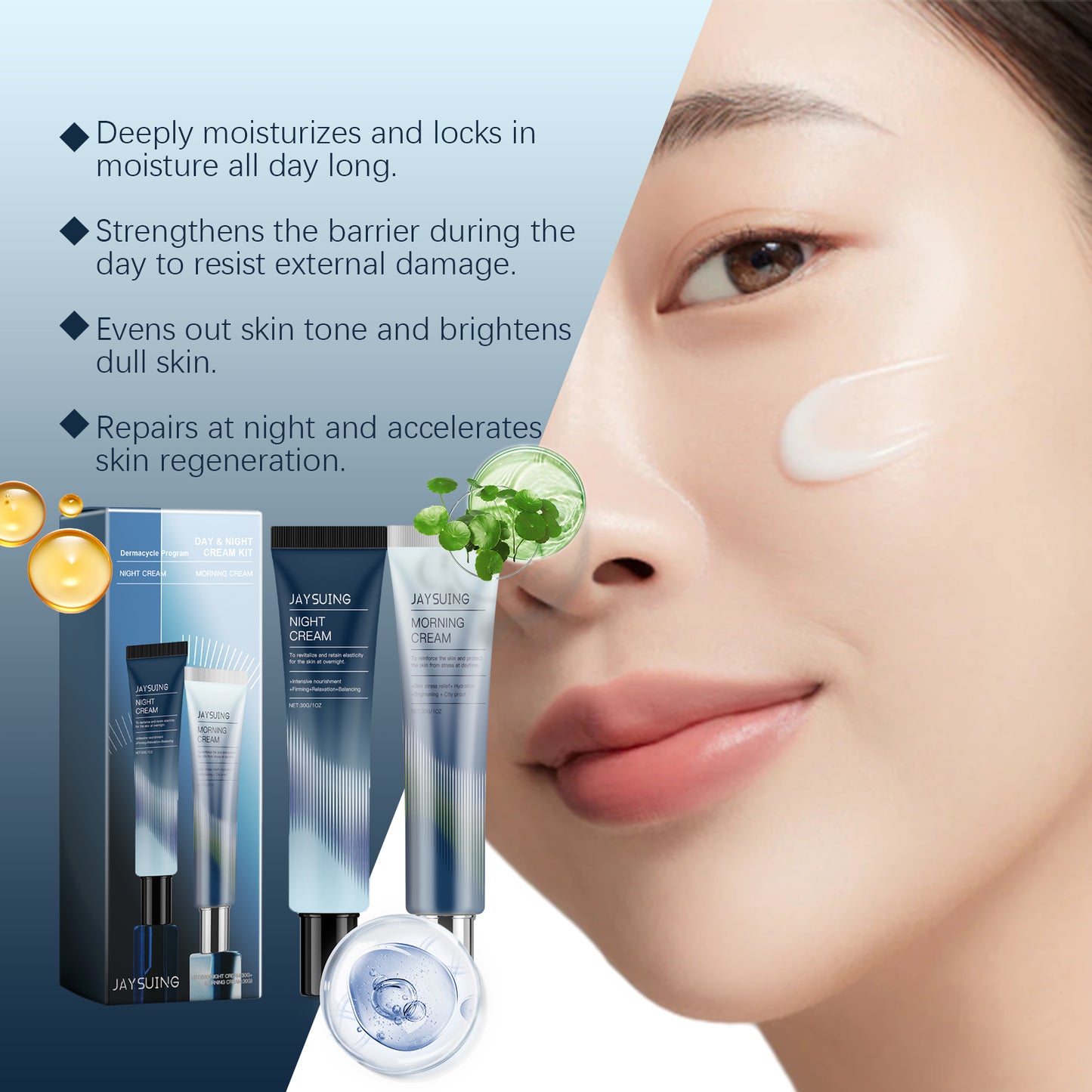 Day & Night Facial Moisturizing Cream Set - 2 Piece Skin Repair Kit