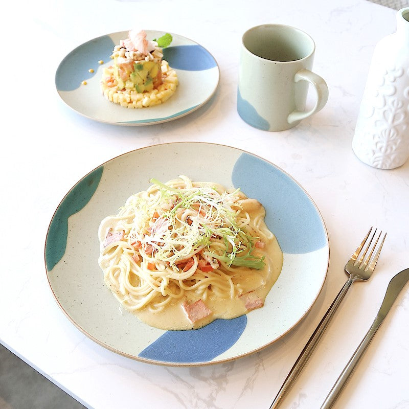 Nordic Style Ceramic Dinnerware Set - Cloud-Shaped Stoneware Plates & Mug