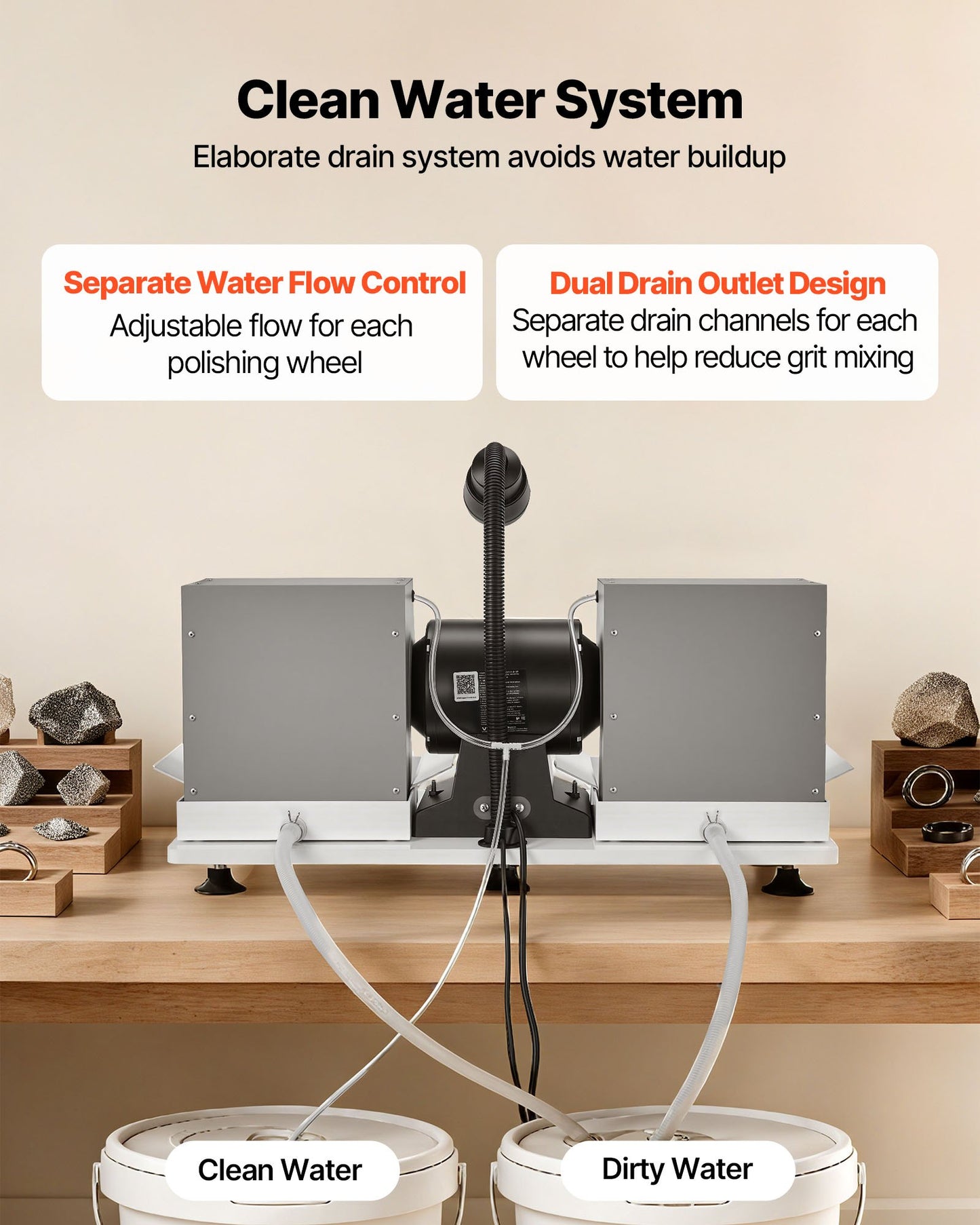8-Inch Cabbing Machine for Gemstone Grinding & Polishing - 3/4 HP, Water System, LED Light