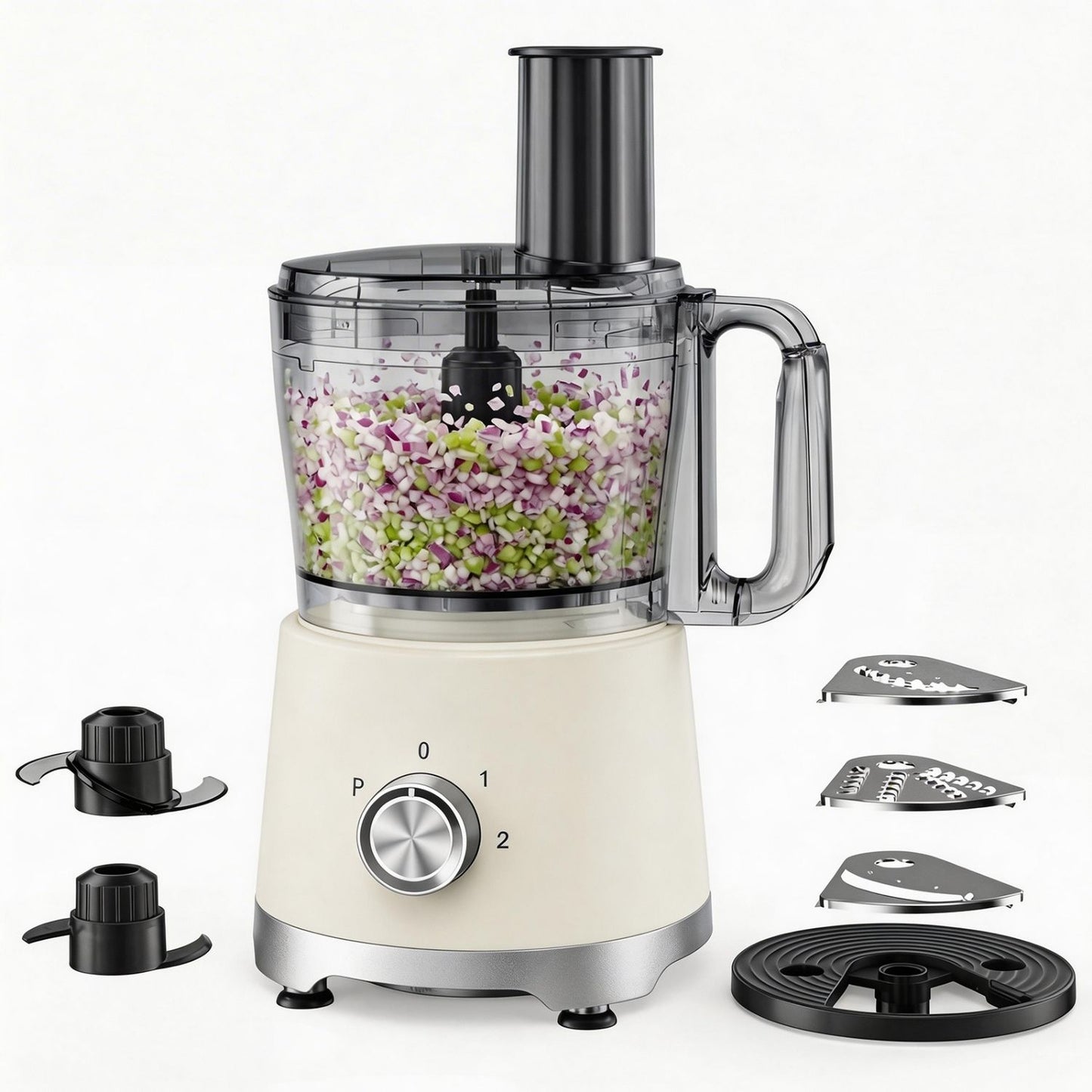 Food Processor 10.5 Cup, Vegetable Chopper 5 Blades 3 Modes, Large