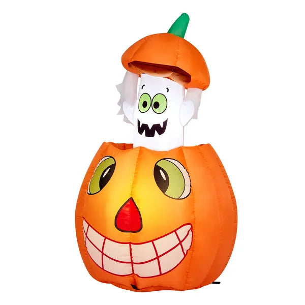 2.8FT Animated Pumpkin Ghost Inflatable Decoration with LEDs