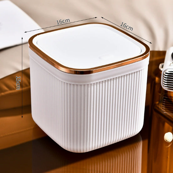 Desktop Trash Can Push-Style Waste Bin 4L Light Luxury Storage Bucket