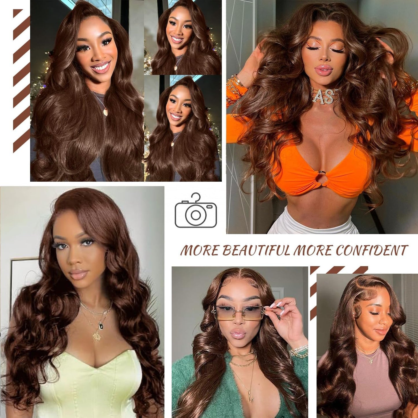 Chocolate Brown Body Wave 13x4 Lace Front Human Hair Wig