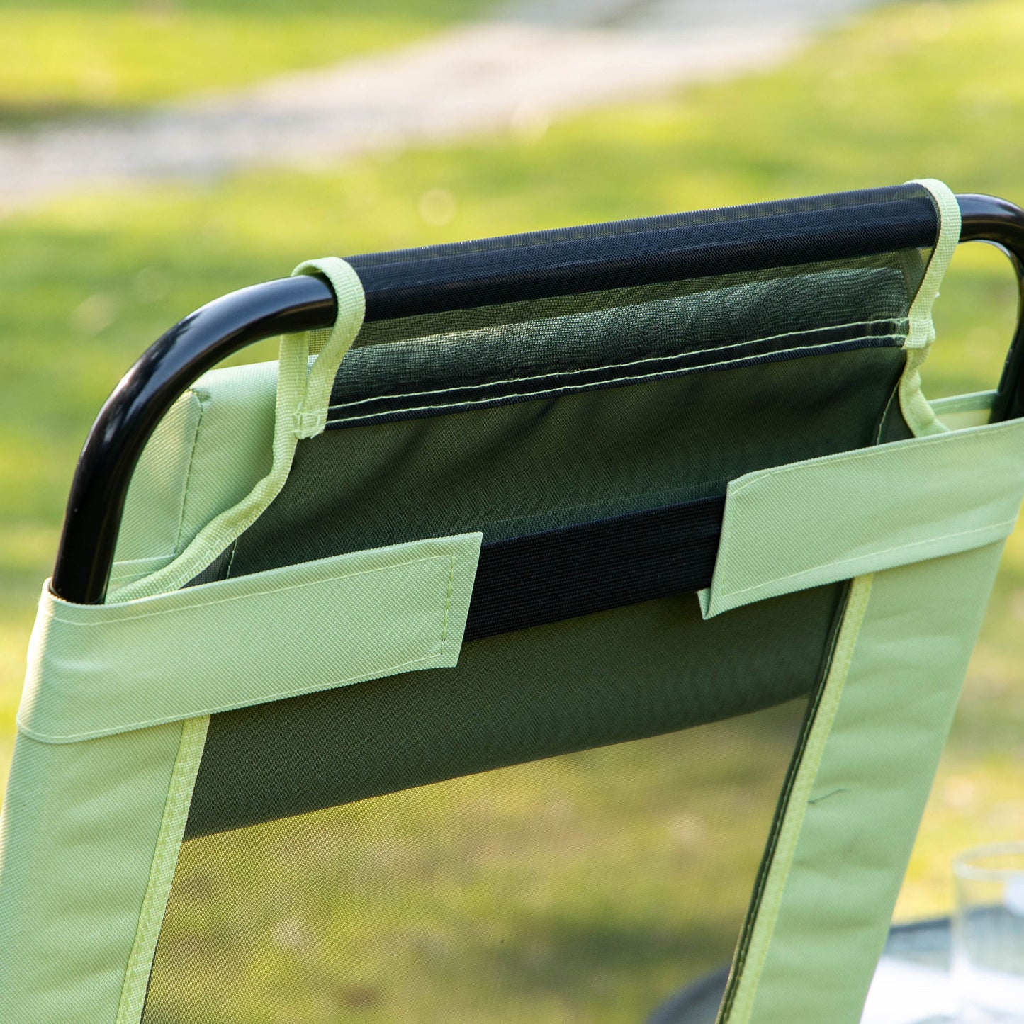 Set of 2 Portable Folding Outdoor Recliners with Adjustable Backrest - Green