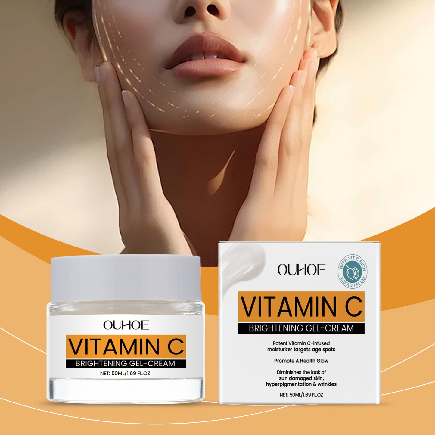 Vitamin C Facial Gel Cream - Brightening & Hydrating Moisturizer - 50ml
