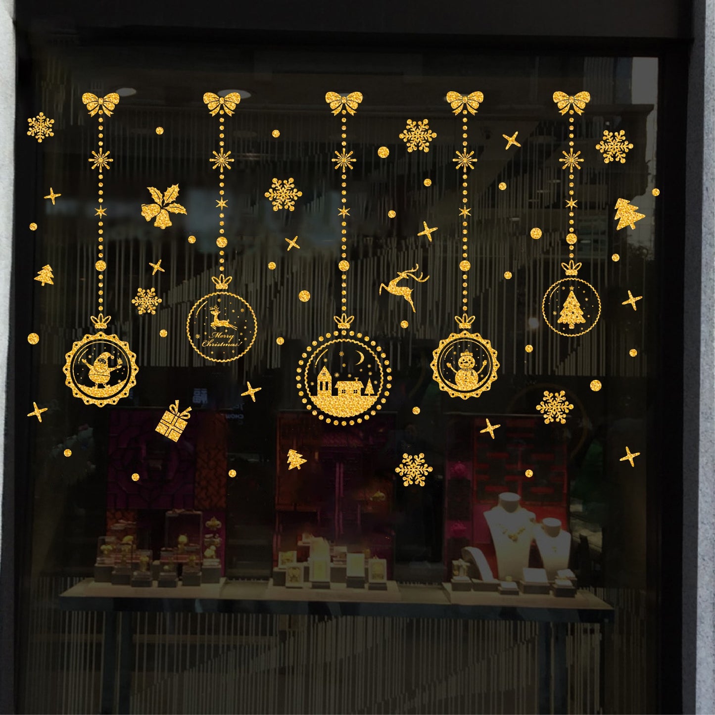 Glitter Decorative Wall Stickers Christmas Snowflake Set for Festive Wall Decor