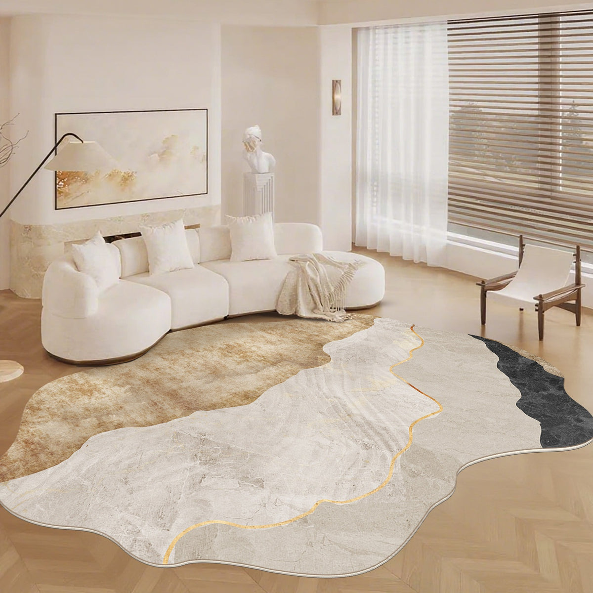 Irregular Shaped Cashmere-Like Water and Oil Absorbent Carpet for Living Room