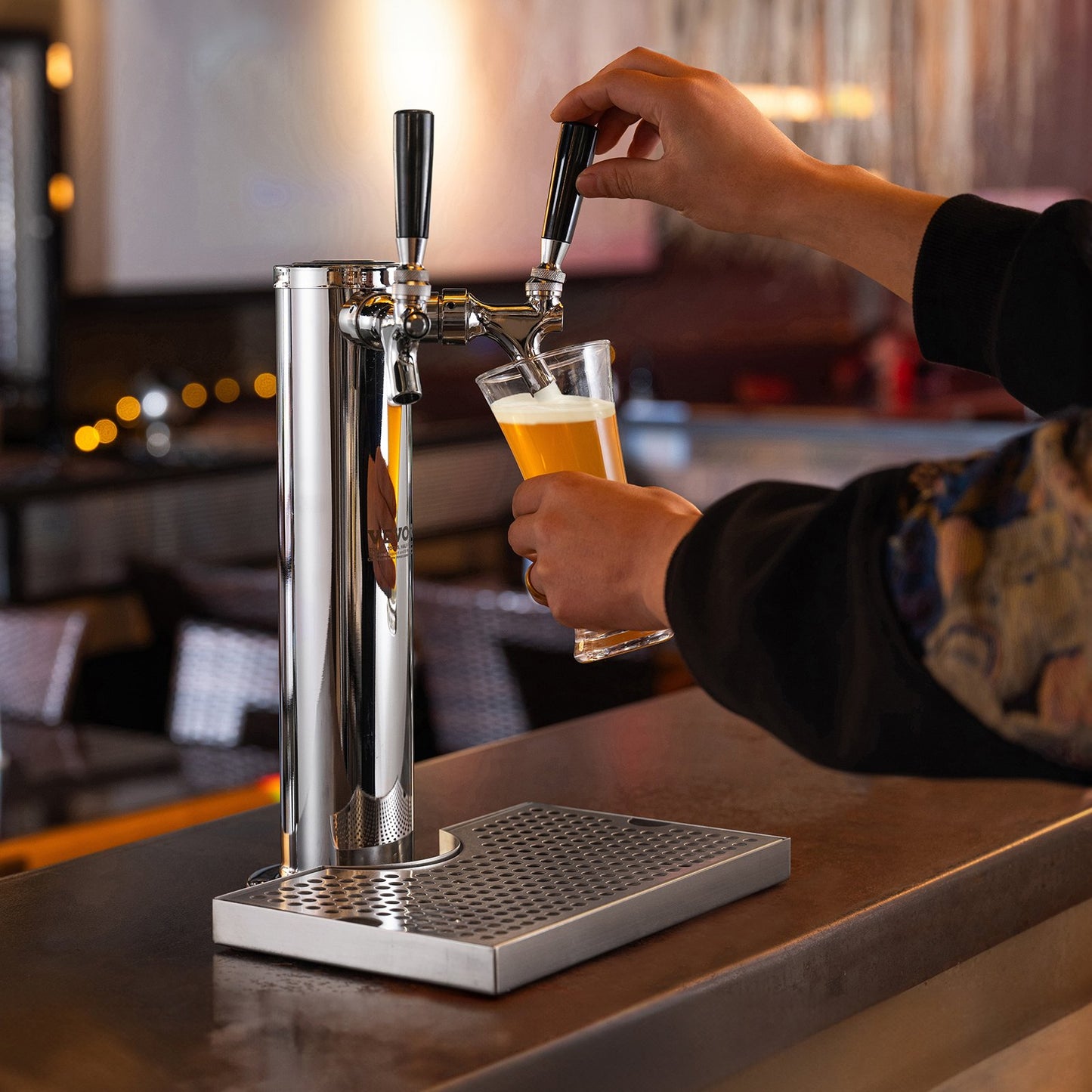 Dual Tap Kegerator Tower Kit - Stainless Steel Beer Dispenser