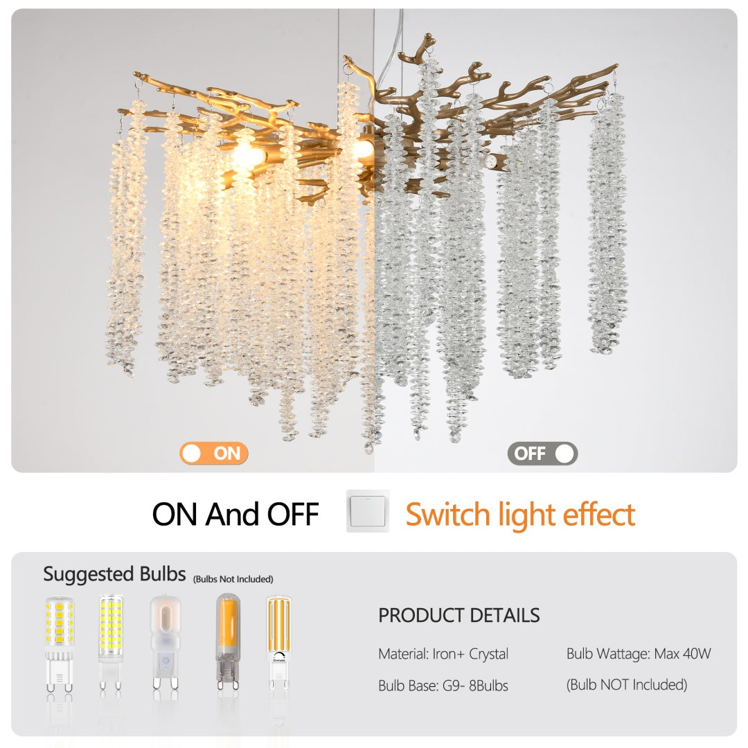 24-Inch Modern Gold Pendant Light with Crystal Strands