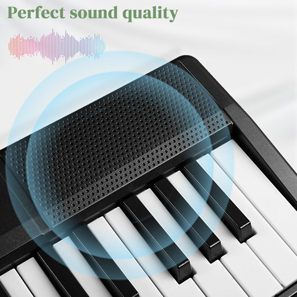 61-Key Portable Folding Keyboard with Dual Bluetooth - Black