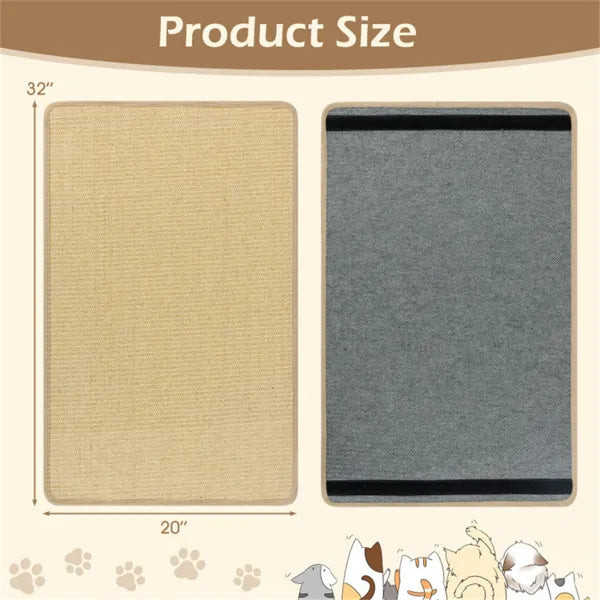 Large Sisal Cat Scratching Mats Set - Multi-Purpose Rest & Play Pads, 32x20 Inches