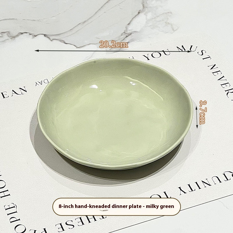 8-Inch Ceramic Dinner Plate - Deep Round Food Plate for Kitchen & Dining