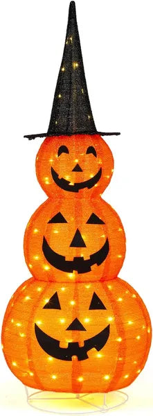 Lighted Halloween Pumpkin Decorations - 5FT Collapsible with 100 LEDs