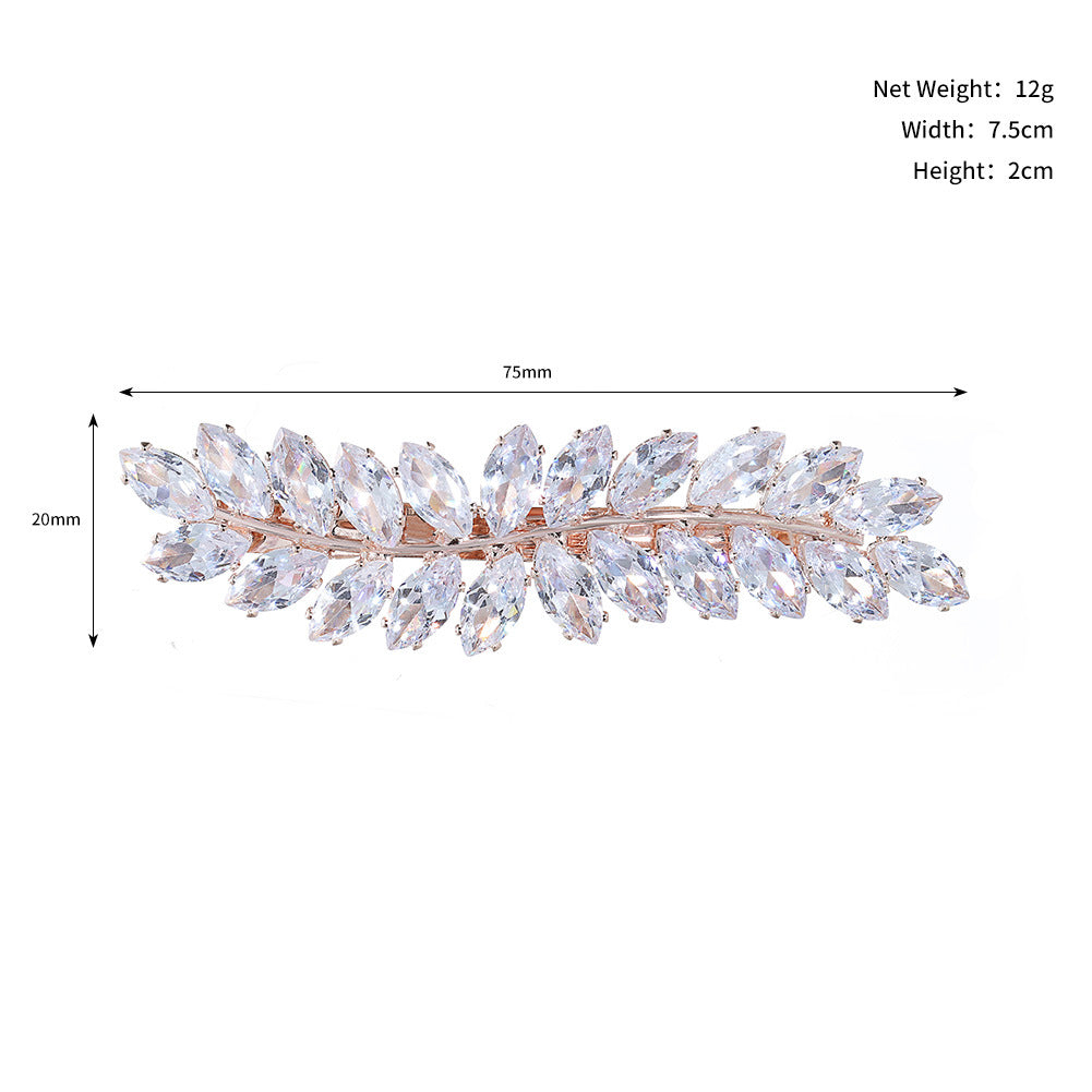 Zircon Leaf Rhinestone Hair Clip - Elegant Bangs Accessory