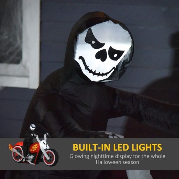 Inflatable Halloween Ghost Biker Decoration with LED Lights