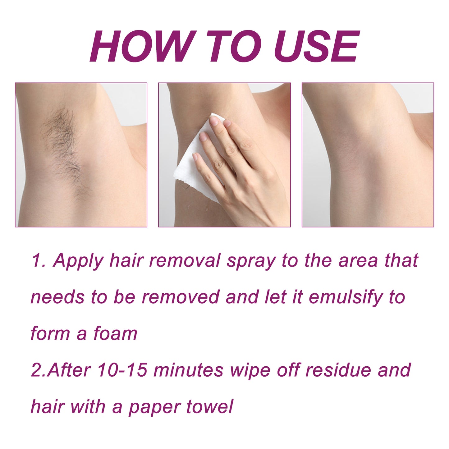 Gentle Painless Hair Removal Mousse Spray - 100ml Organic Formula