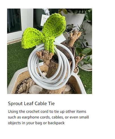 Cute Knitted Crochet Leaf Sprout - Multi-Functional Bookmark & Cable Tie