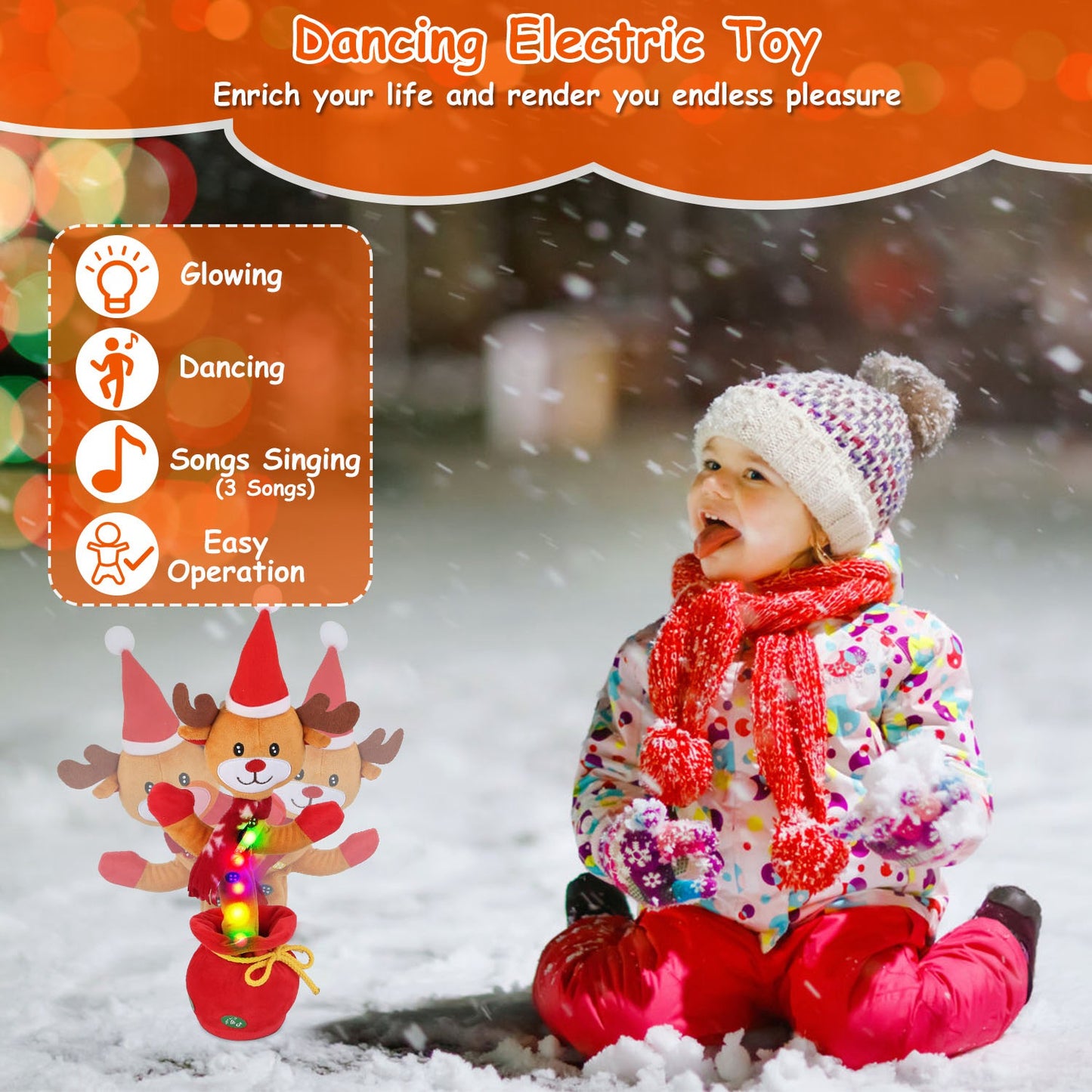 Interactive Plush Dance Toy - Christmas Penguin & Elk Designs