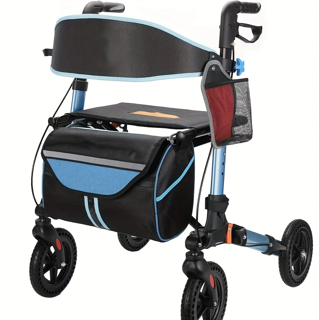 Lightweight Foldable Rollator Walker for Seniors - Blue