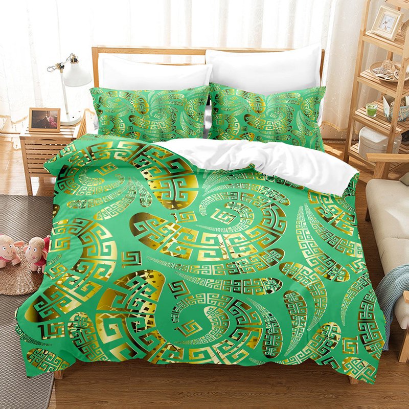 Digital Brushed Chemical Fiber Bedding Set - Multiple Sizes & Patterns
