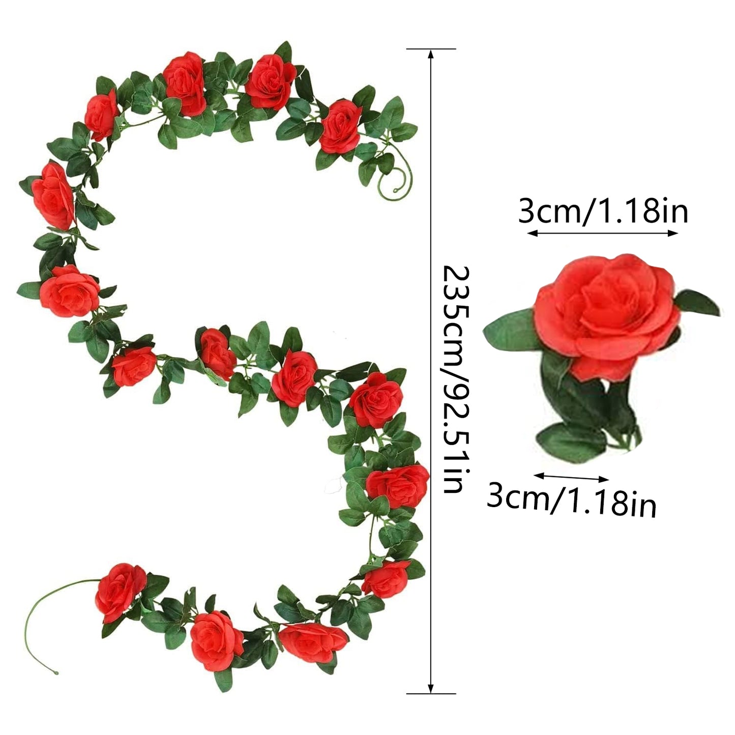 Red Artificial Eucalyptus Garland - 230cm Floral Vine Decoration