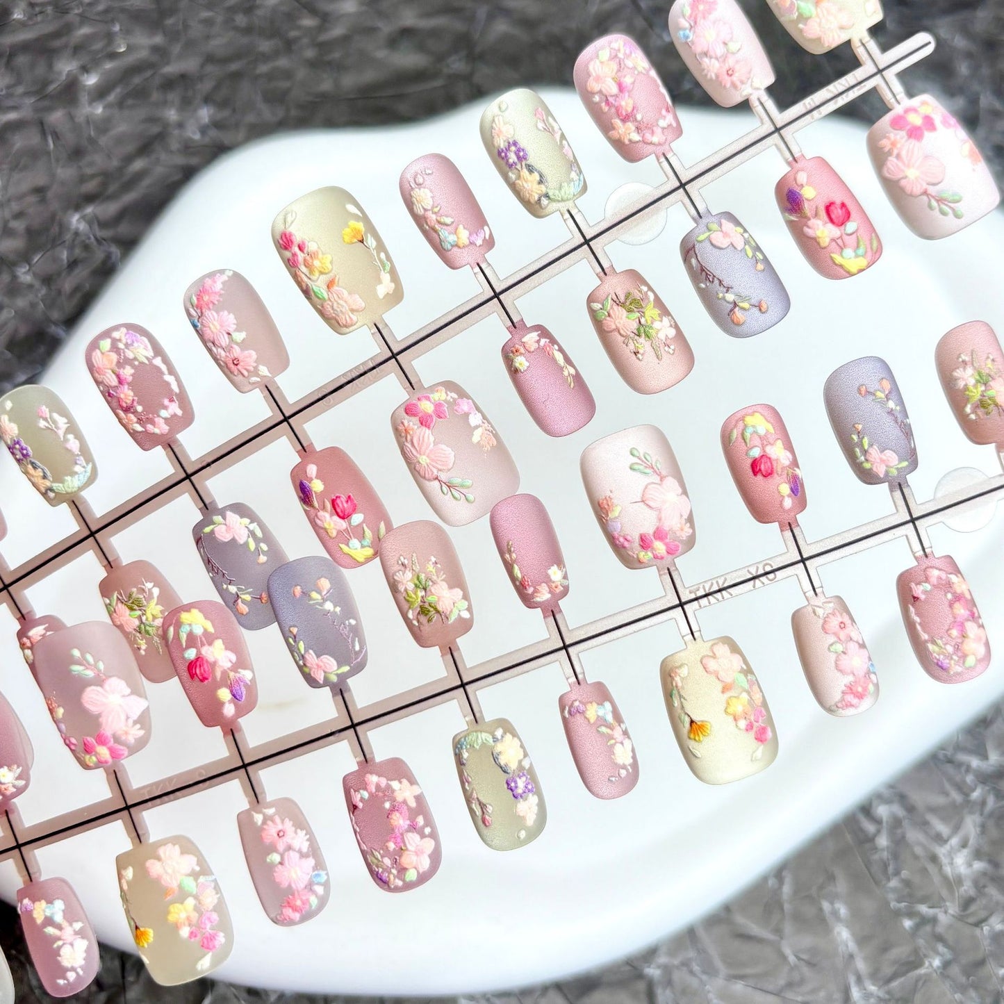 Matte Vintage Nail Art Stickers for Manicure - Embroidered Flower Designs