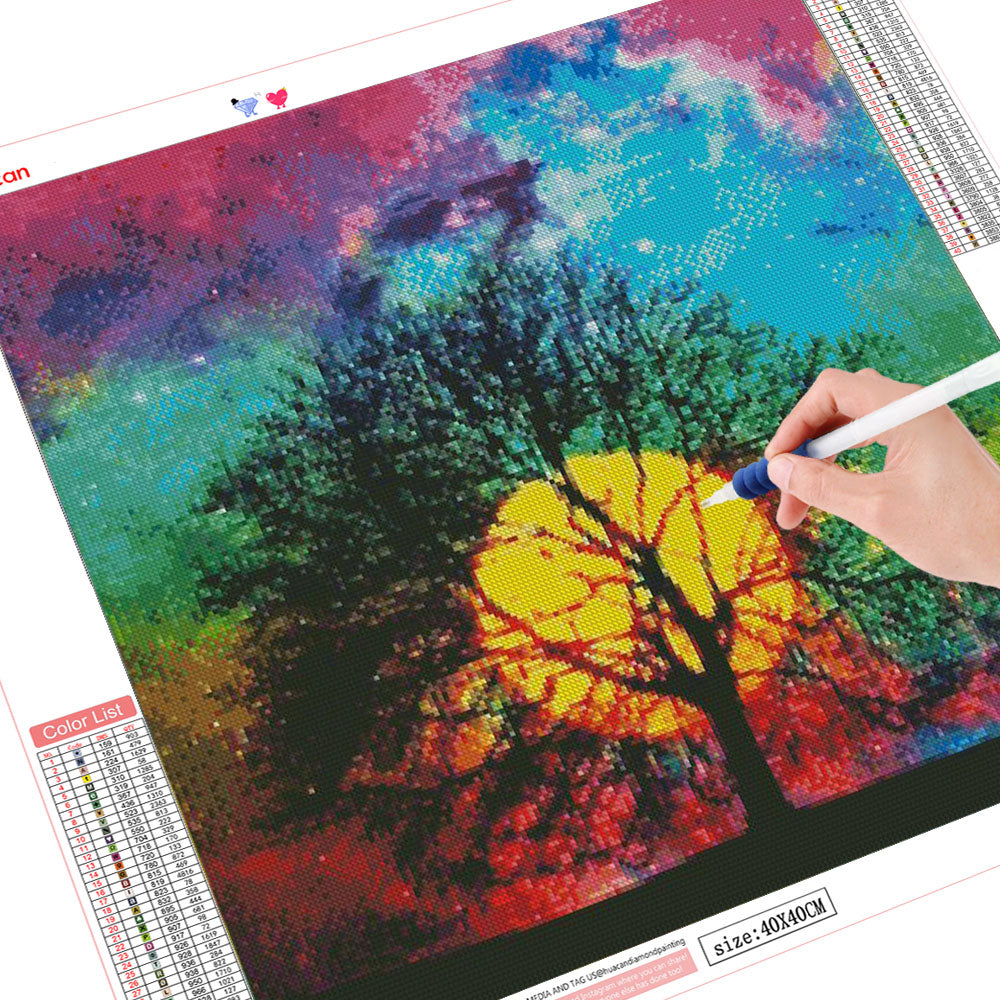 Moon Tree 5D Diamond Painting Kit - Square or Round Mosaic Art for Home Decor