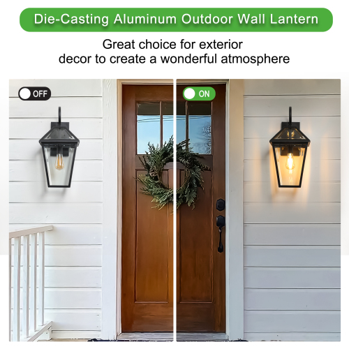 Outdoor Waterproof Wall Light with Support for Various Bulbs - Black, 2 Pack