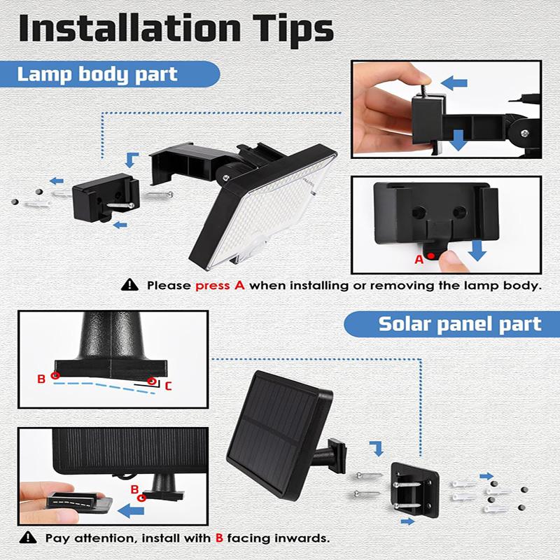 2-Pack Solar Motion Sensor Floodlights 2600 Lumens IP67 Waterproof Outdoor Lighting