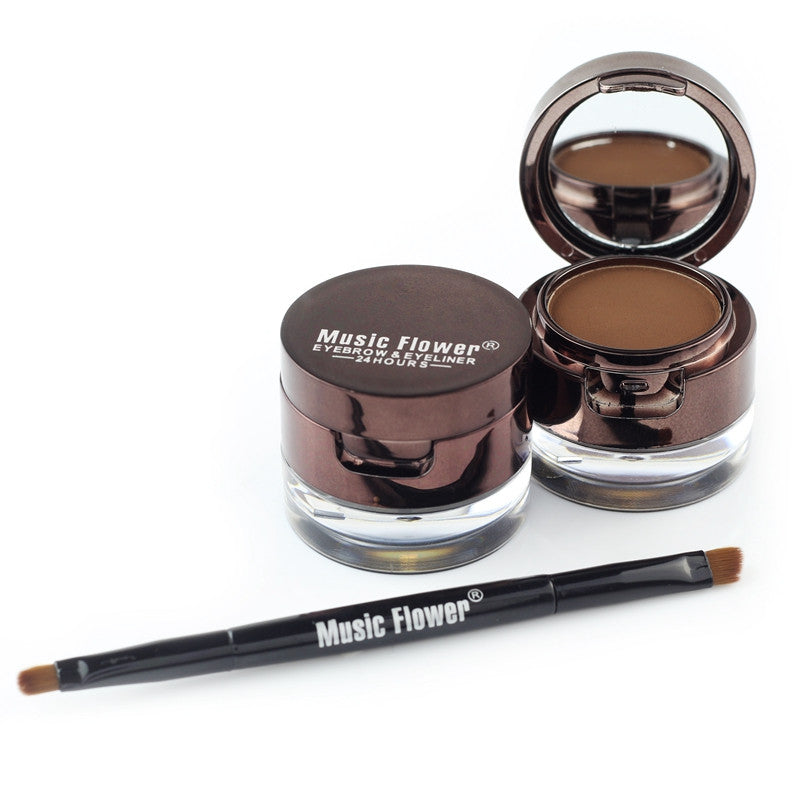 Waterproof Gel Eyeliner & Eyebrow Powder Set - Long Lasting, Smudge-Proof