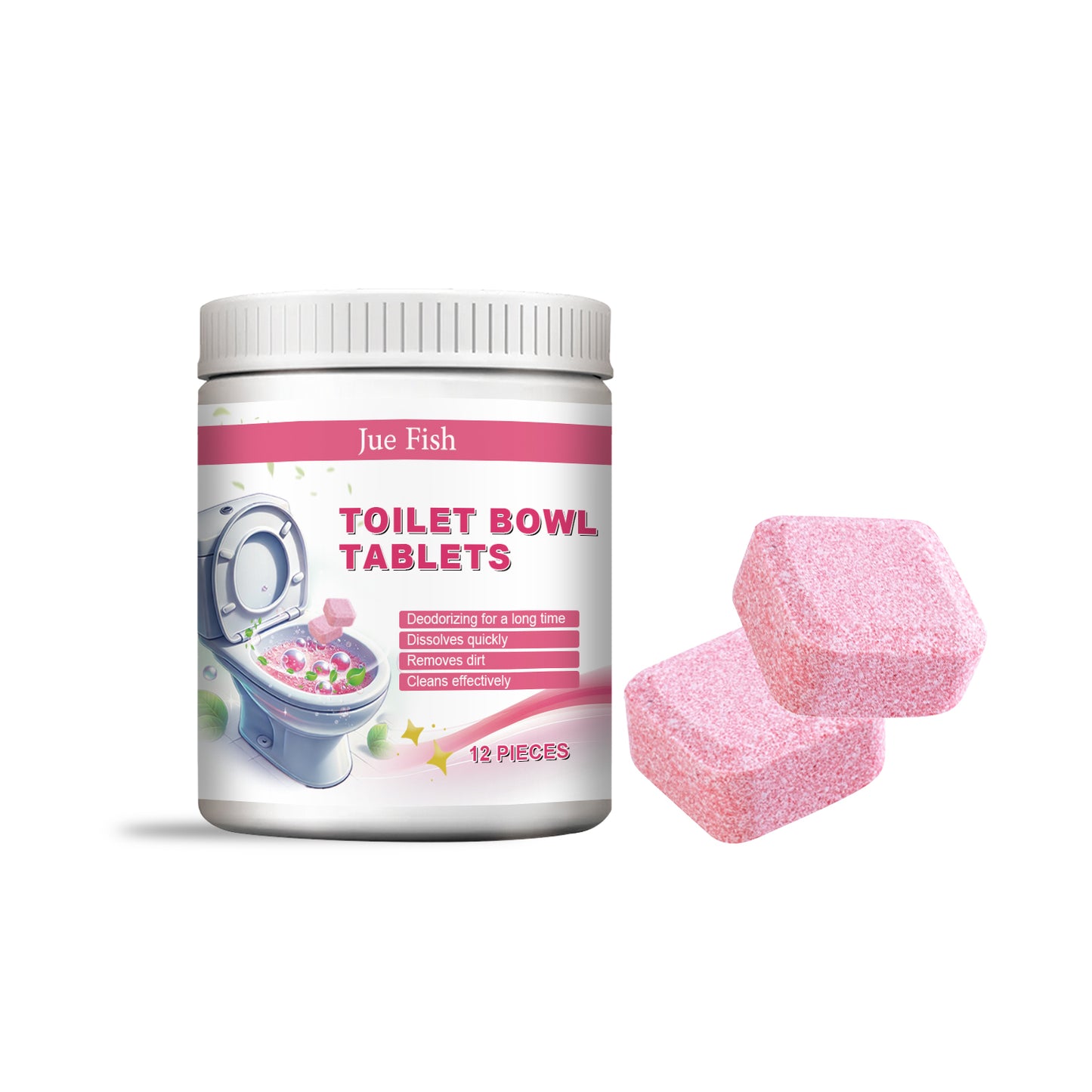 Toilet Cleaning Effervescent Tablets Pack - 12 Pieces Bottle