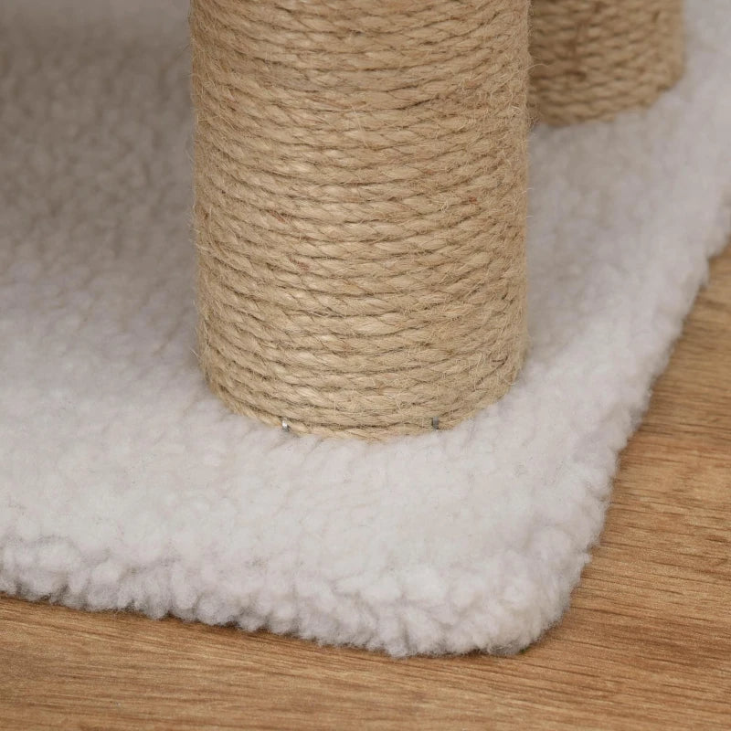 4 Levels Cat Steps with Scratching Posts for High Beds - White