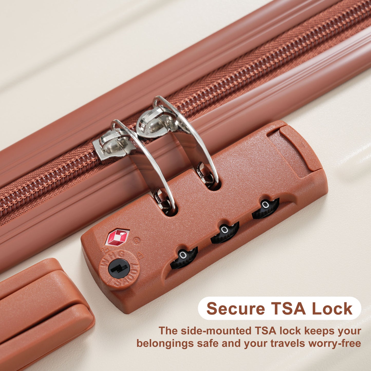 Premium ABS Travel Luggage Set - 3-Piece Suitcase with TSA Lock, Spinner Wheels, Ivory