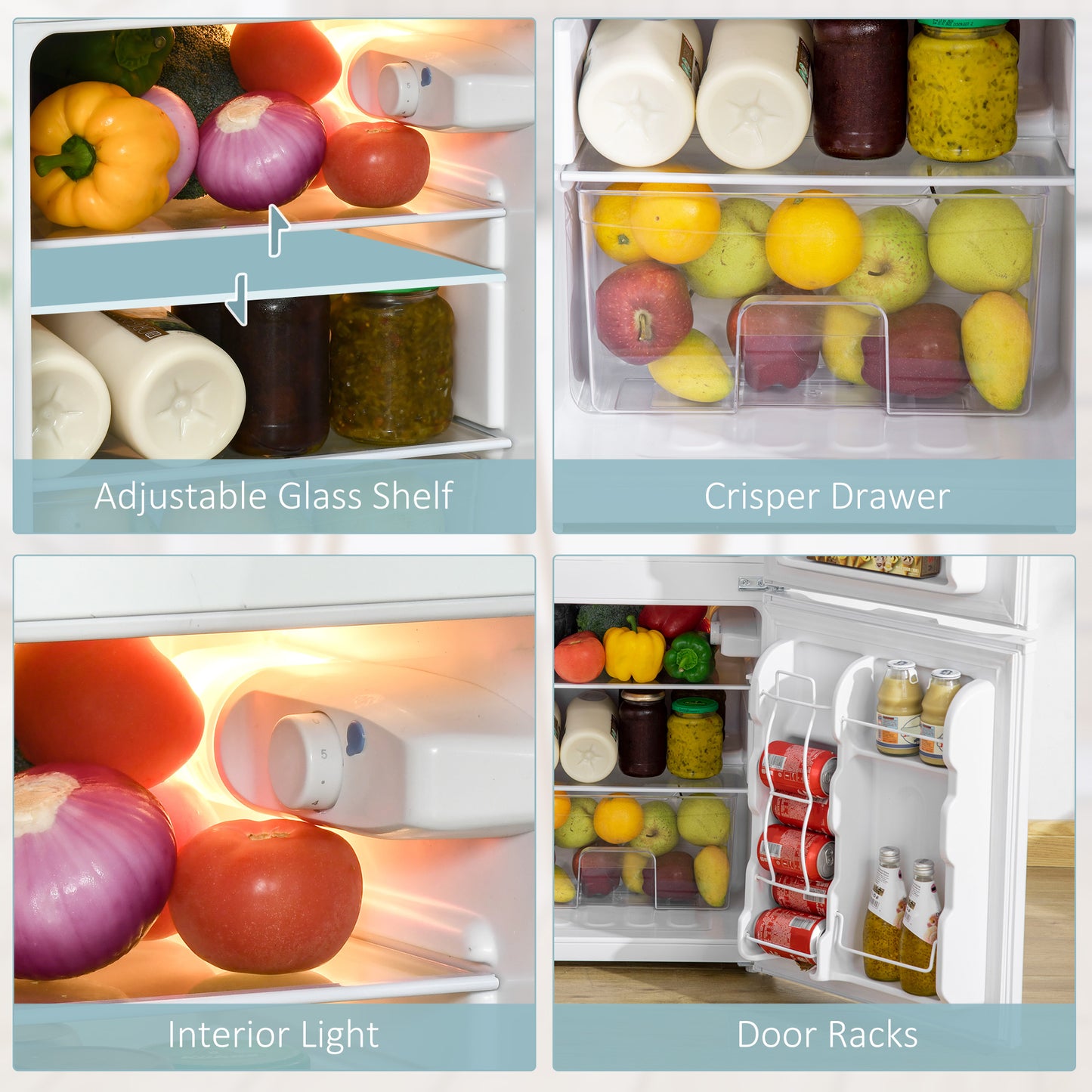 Mini Fridge with Freezer - 3.2 Cu.Ft Compact Refrigerator, Adjustable Thermostat, Reversible Door, White