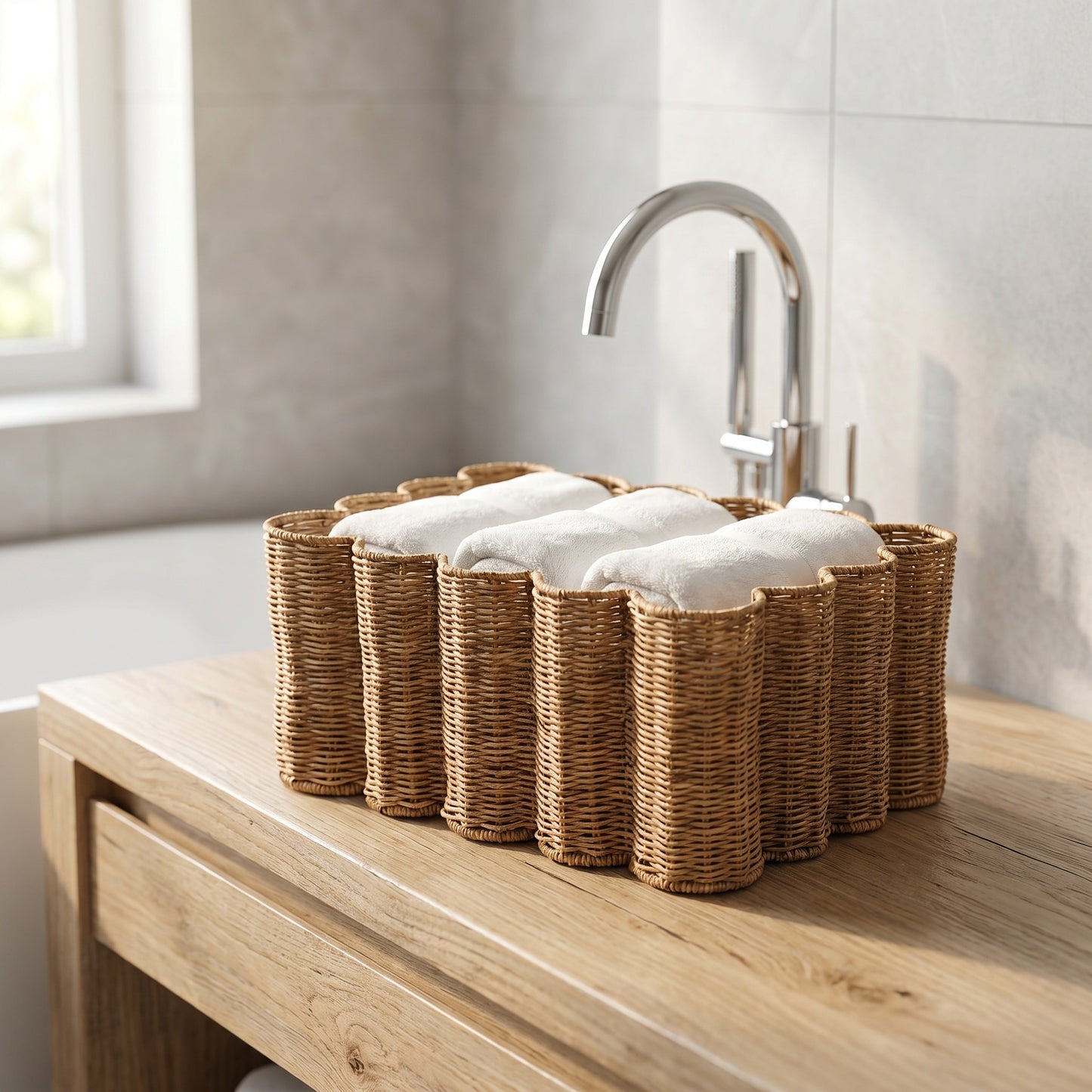 Handwoven Storage Basket for Bathroom & Living Room - Large & Small Sizes