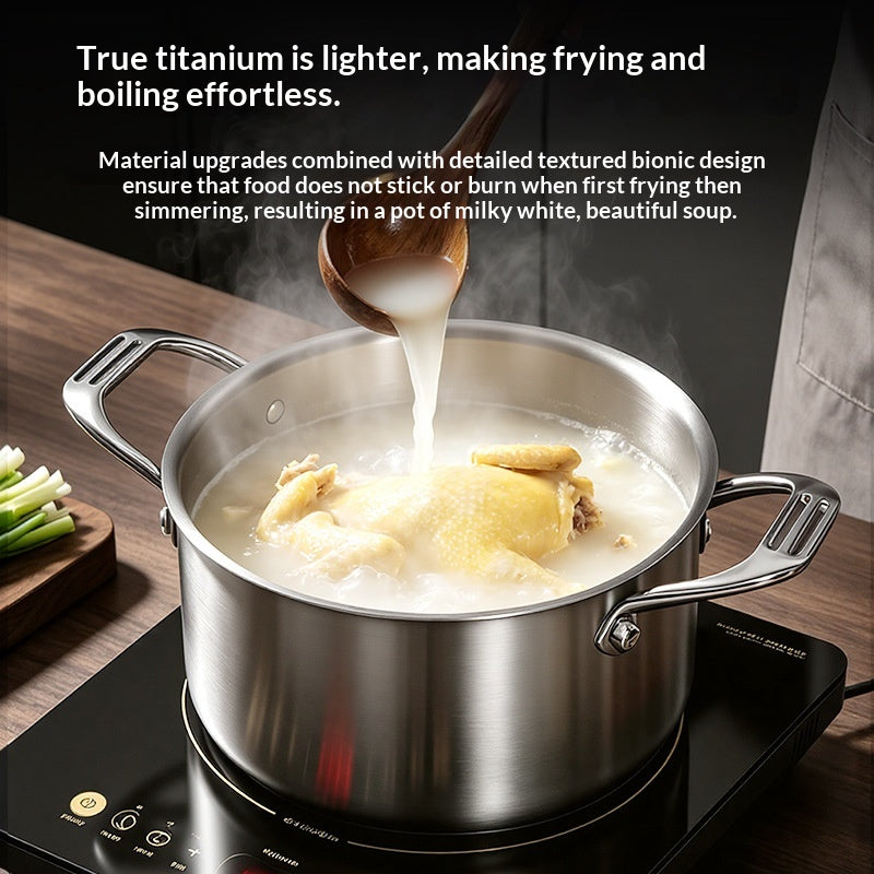 3.1L Thickened Uncoated Simmer Pot with Glass Lid - Kitchen Cooking Utensil