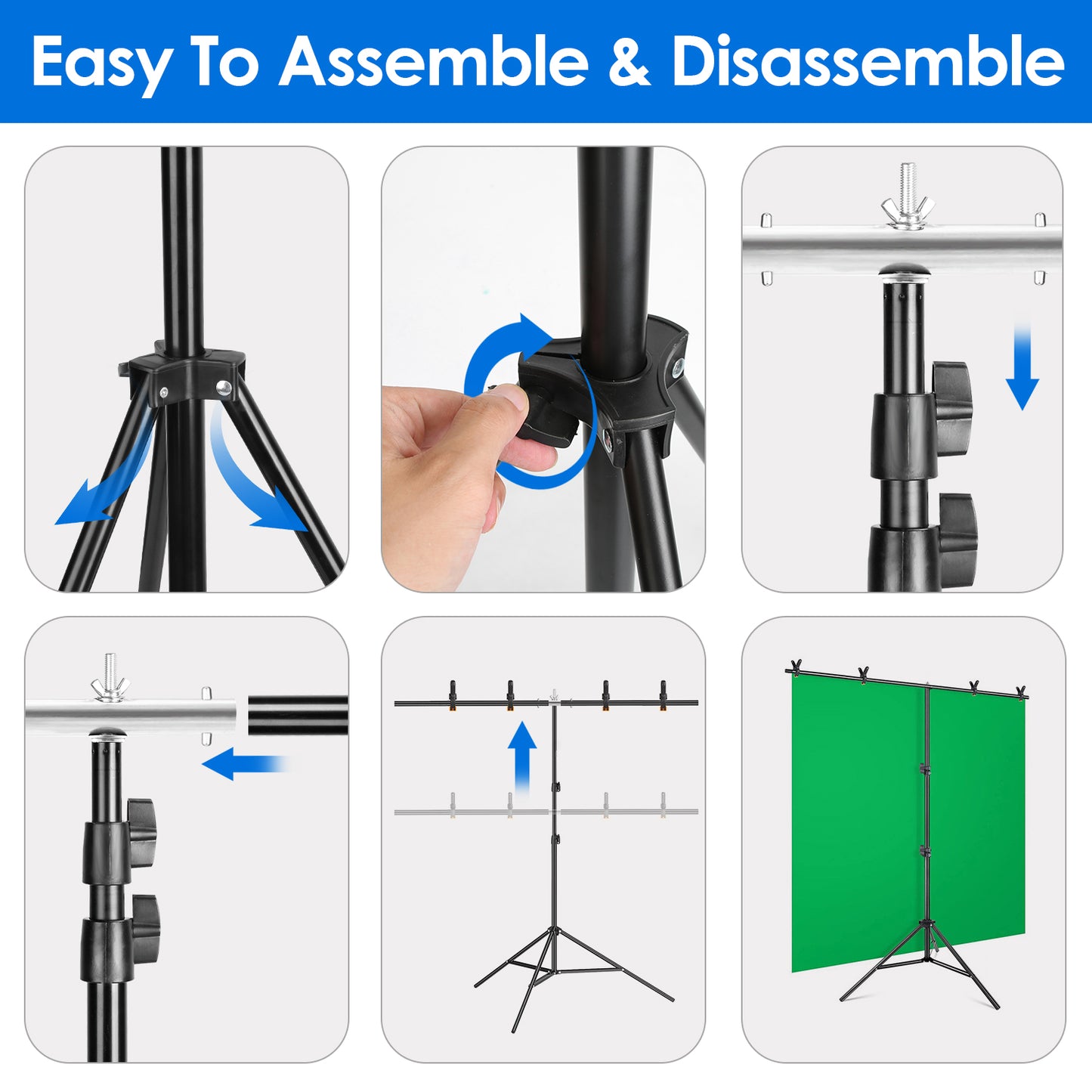 Heavy Duty T Shape Photography Backdrop Stand - Adjustable 5x6.5FT
