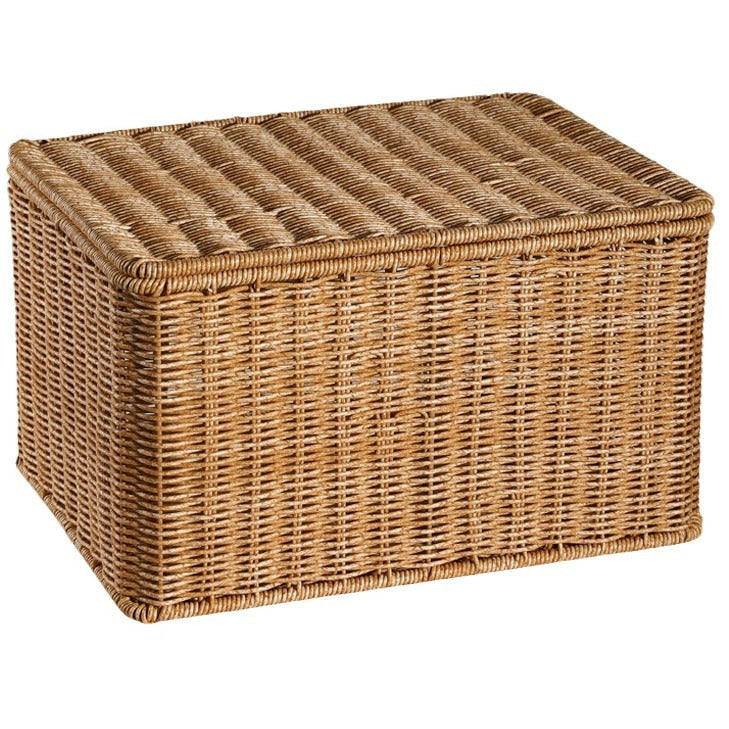 Rattan Woven Storage Basket with Lid - Large Home Organization Bin