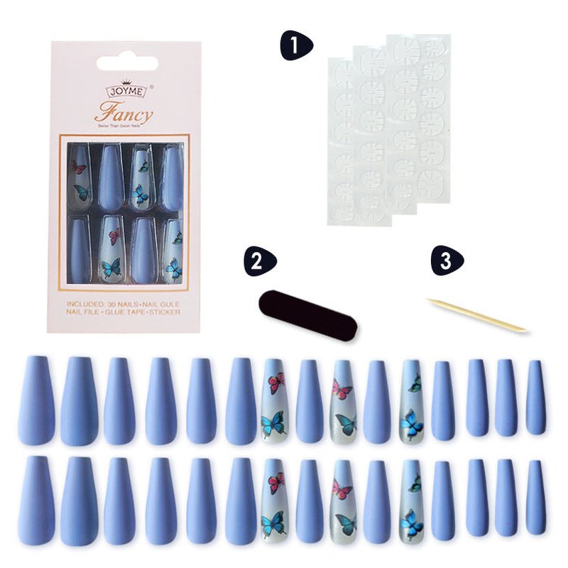 Ballet Press-On Nails Kit, 30 Pieces with Glue & Tools