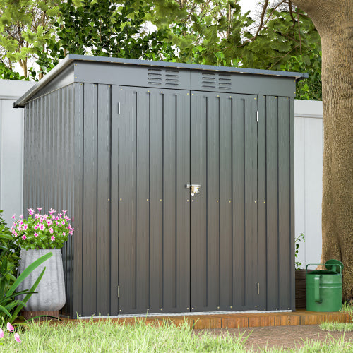 6 Ft x 4 Ft Outdoor Metal Storage Shed with Double Doors and Padlock