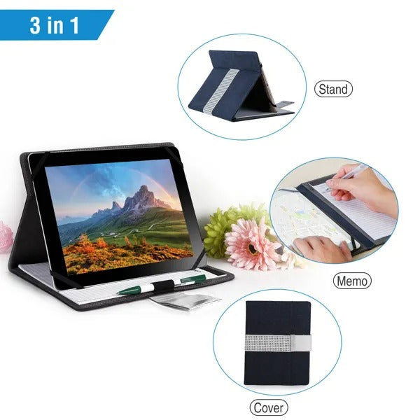Tablet Portfolio Case for 9.7 Inch Tablets with Notepad - Navy