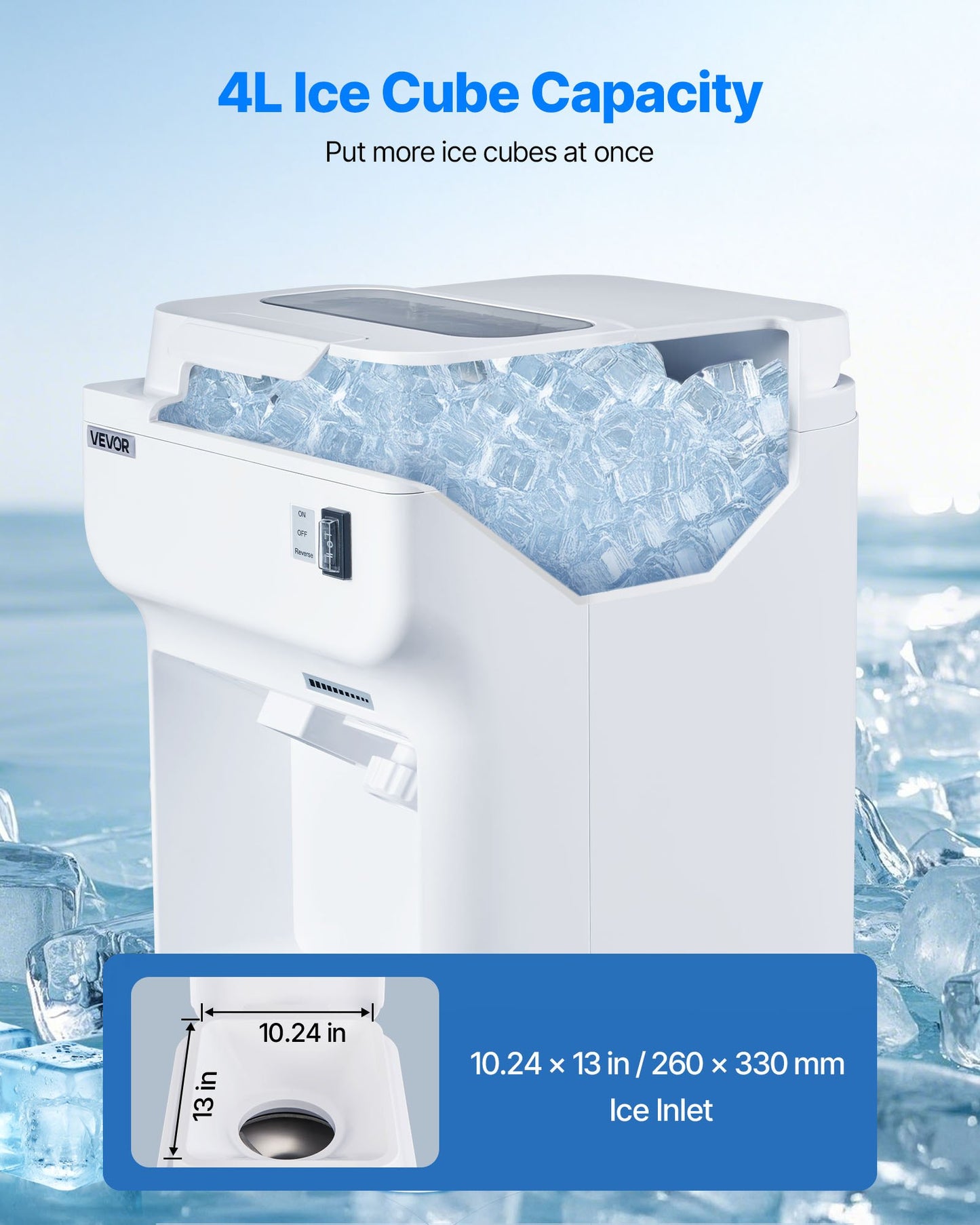 Electric Snow Cone Maker 220LBS/H Ice Shaver Machine White Commercial