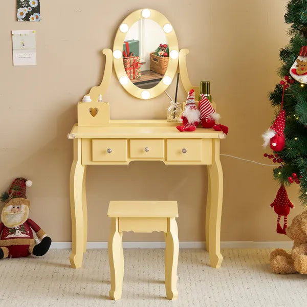 Kids Vanity Set with Mirror and Lights - Macaroon Orange