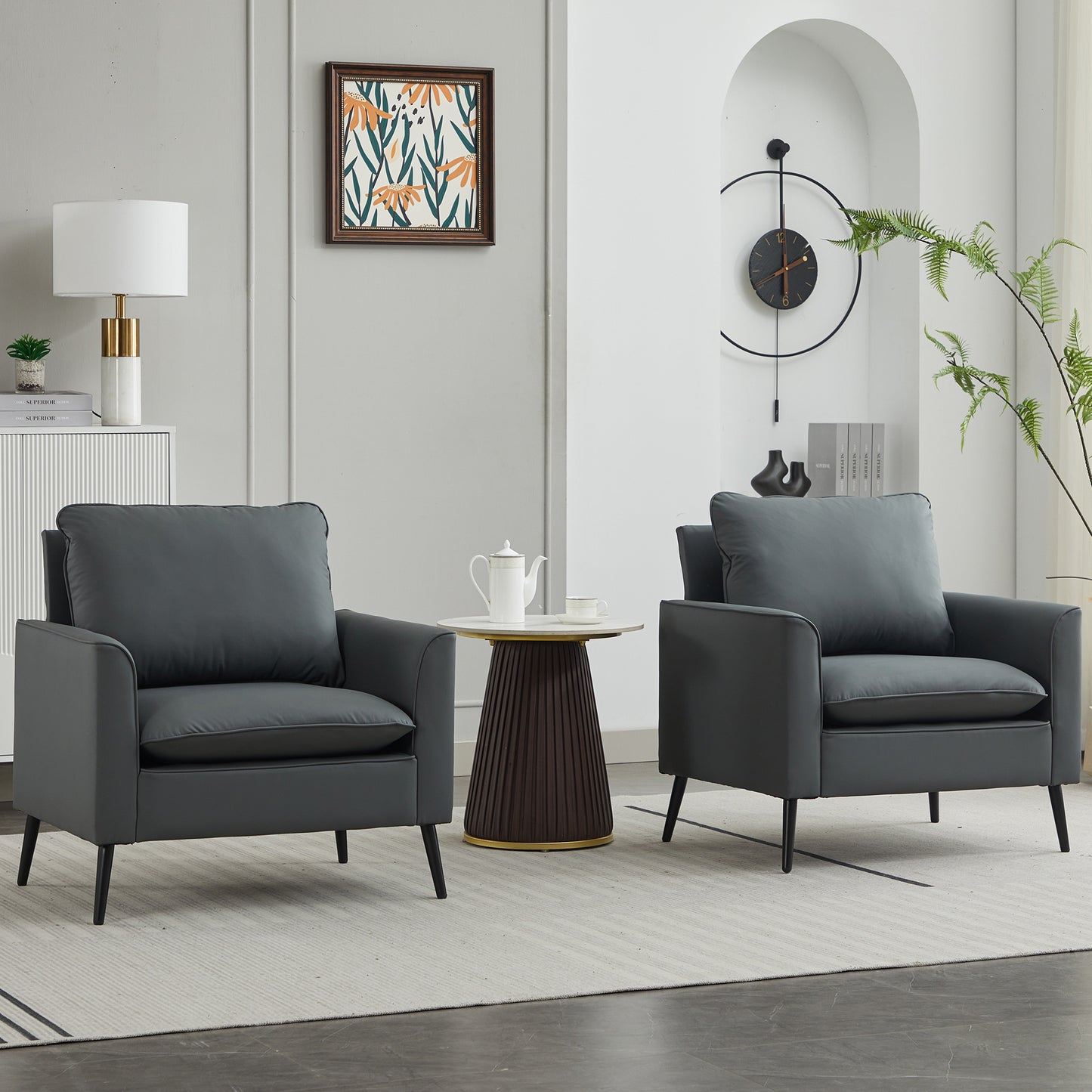 Light Gray Cat Paw Leather Upholstered Sofa - 2PC Set
