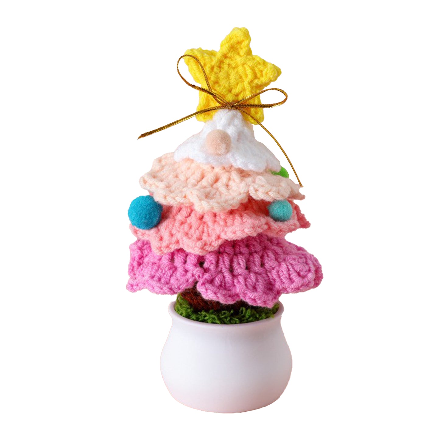 Crochet Christmas Tree Ornament - Handcrafted Mini Bonsai Decor