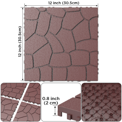 Interlocking Deck Tiles 44 Pack Waterproof Outdoor Patio Flooring 12x12 Square